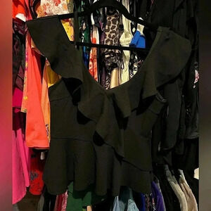 NWOT Black Flounce Tank Top